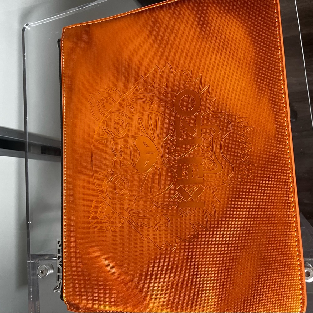 Authentic Kenzo Orange Clutch with Embossed Design